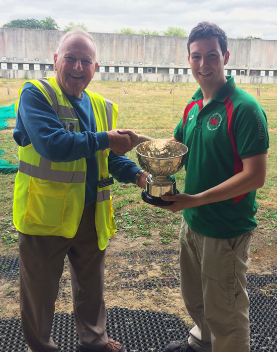 Photograph shows Richard Hemingway (pictured right) receiving the F.G. Troke Rose Bowl from Staffordshire's NSRA Representative - Mike Willcox (pictured left).